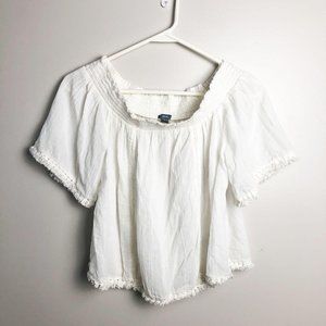 Aerie Smocked Cropped Blouse